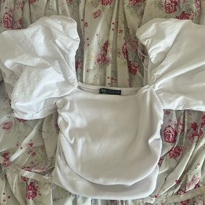 zara puff sleeve white top